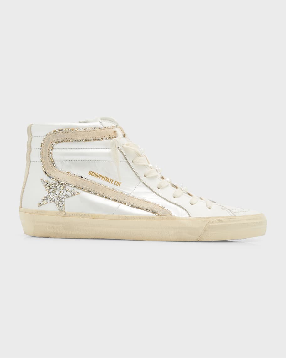 Golden Goose Slide Leather Pearly Mid Top Sneakers Neiman Marcus