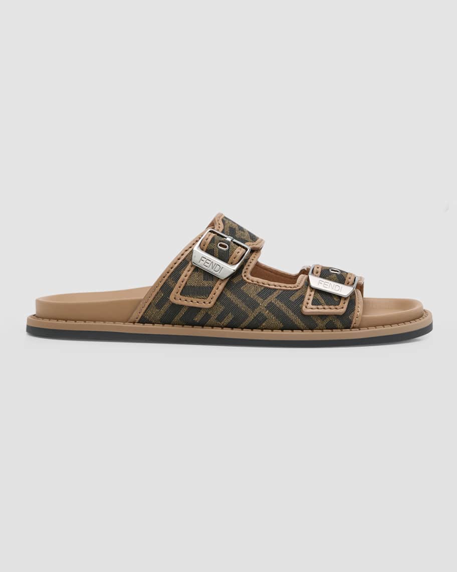 Fendi Men s FF Jacquard Slide Sandals Neiman Marcus