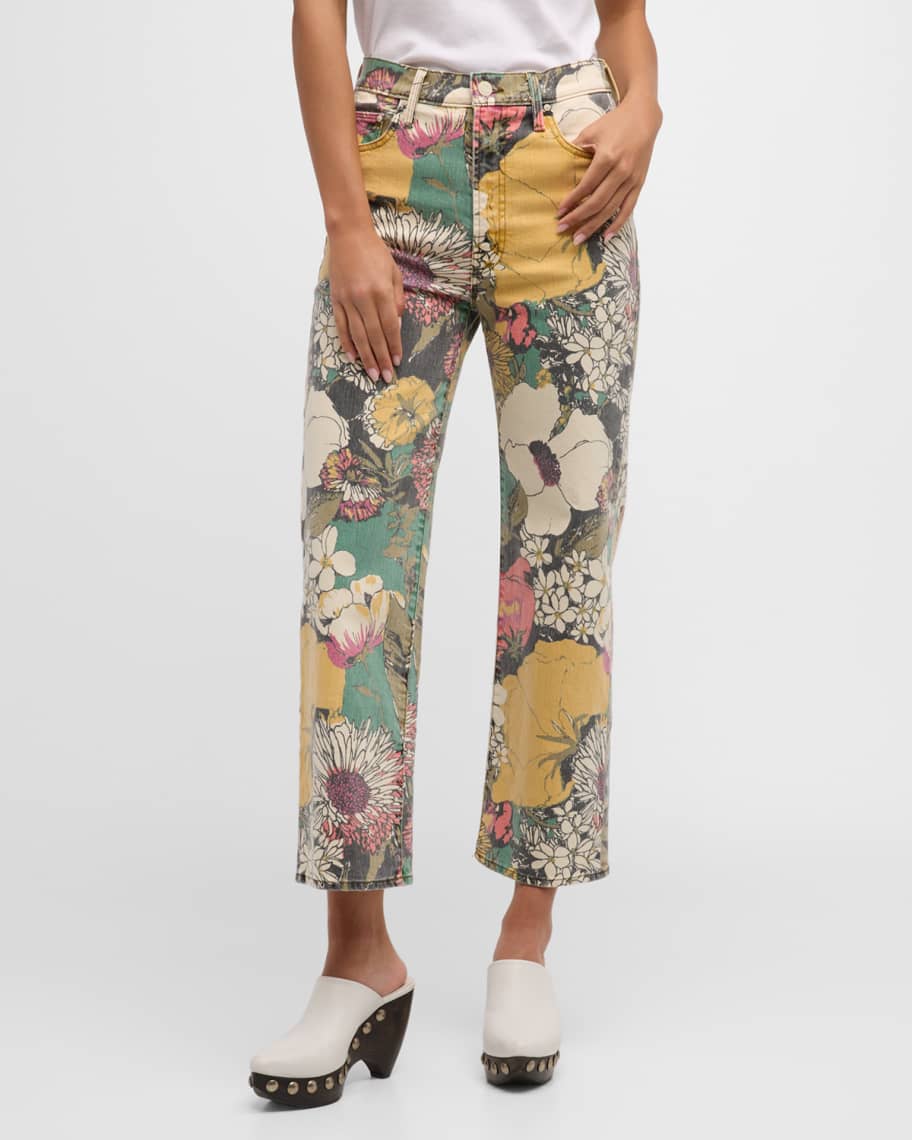 Gucci Floral Print Cropped Silk Trousers Pants