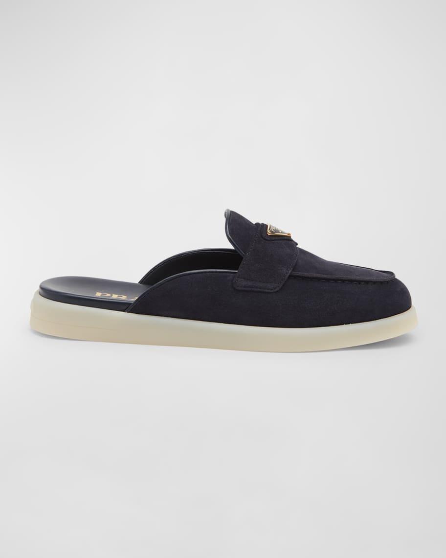 24PF new/PRADA サントロペスエードミュール Mule Blue Prada Saint Tropez Suede Mules | Neiman Marcus