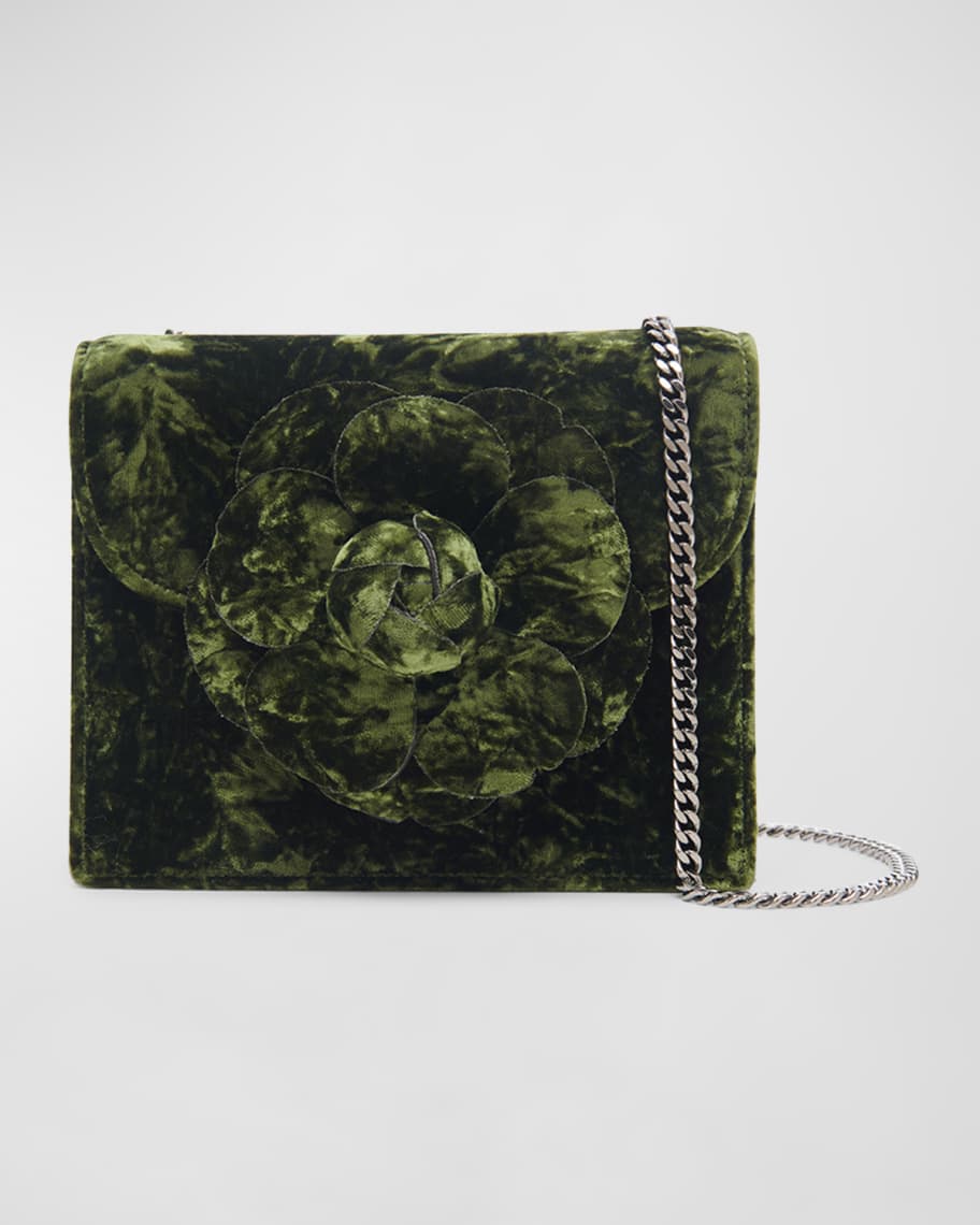Oscar de la Renta Mini Flower Velvet Chain Crossbody Bag Neiman Marcus
