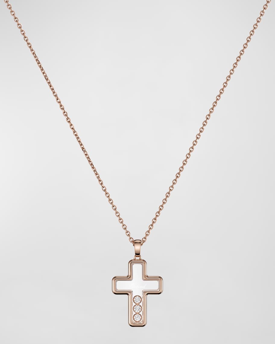 Chopard Happy Diamonds 18K Rose Gold Cross Pendant Necklace Neiman Marcus