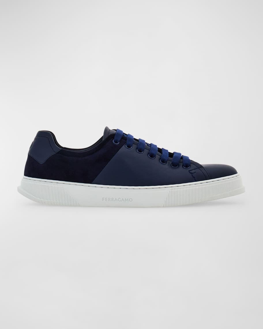 Ferragamo Men s Clayton Leather and Suede Low Top Sneakers Neiman Marcus