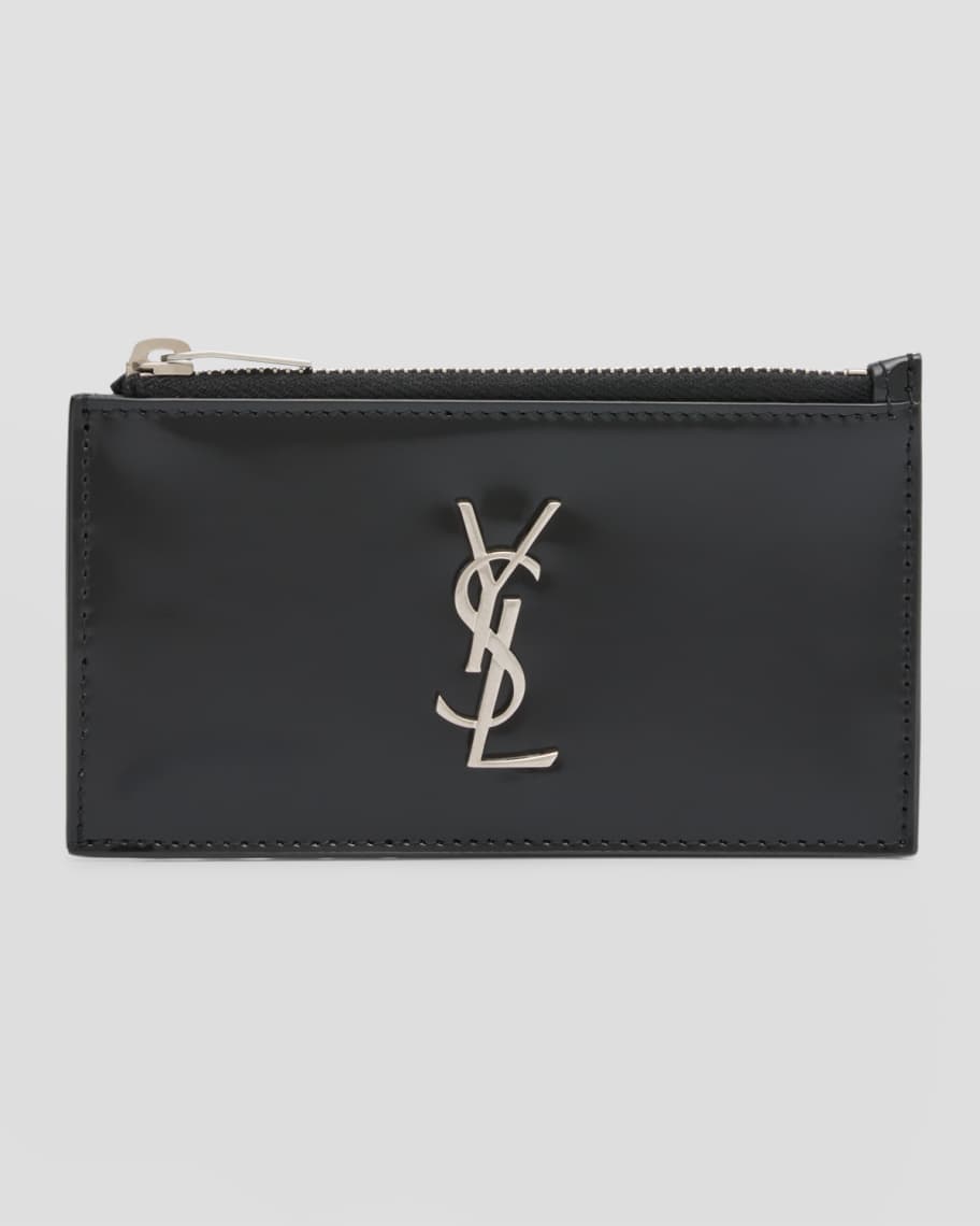 Saint Laurent YSL Monogram Ziptop Card Case in Spazzolato Leather | Neiman  Marcus