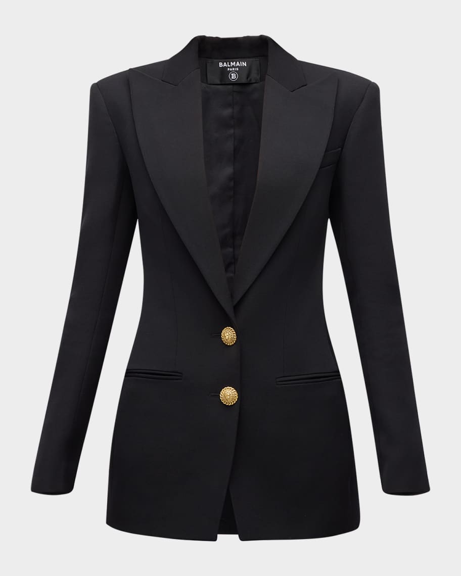 Balmain Two Button Fitted Blazer Jacket Neiman Marcus