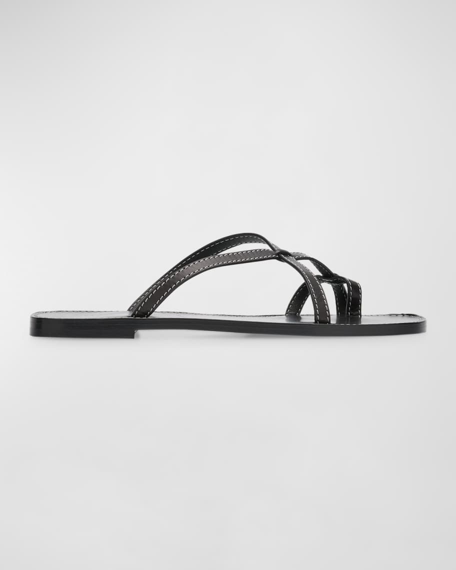 関税送料込The Row Link Sandals Link leather sandals in black - The Row | Mytheresa