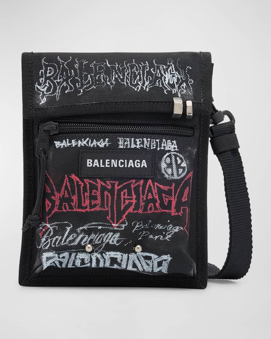 Balenciaga Men s Explorer DIY Metal Allover Small Pouch With Strap Neiman Marcus