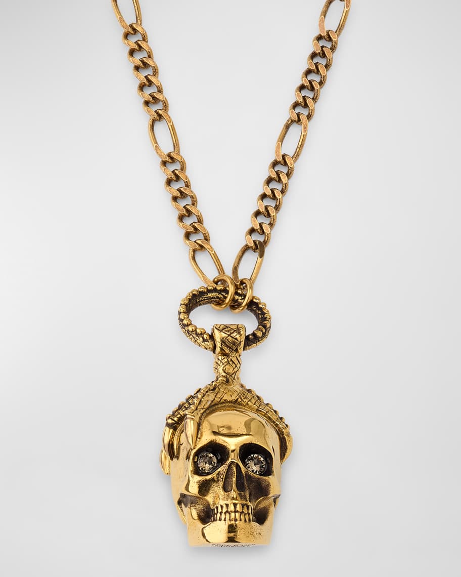 McQueen Men's Victorian Skull Necklace in Antique Gold