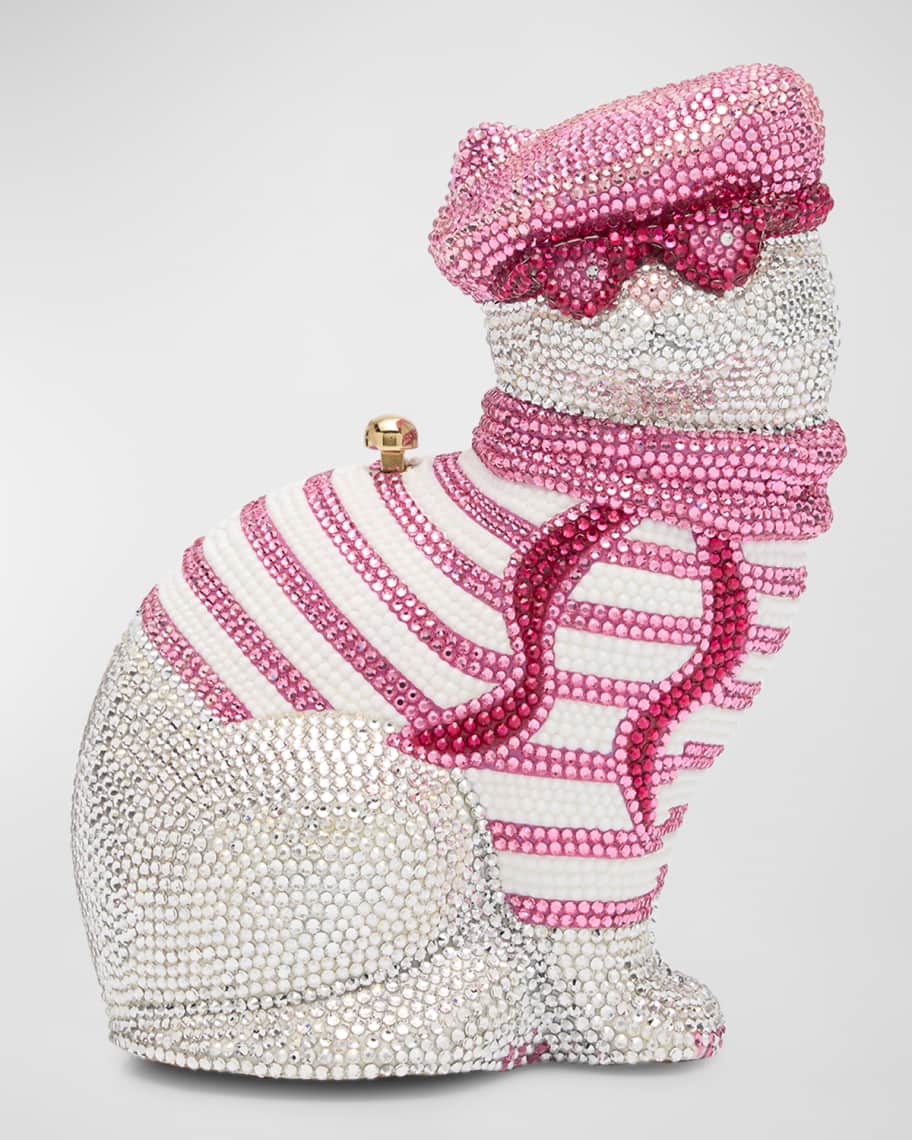 Cat with Beret Crystal Clutch Bag