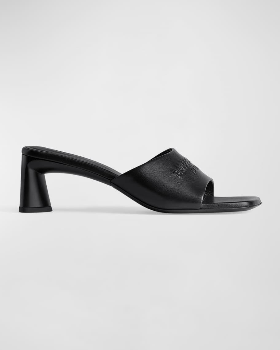 サンダル・ミュール BALENCIAGA Balenciaga Dutyfree Sandals Balenciaga Dutyfree Leather Logo Mule Sandals - Bergdorf Goodman