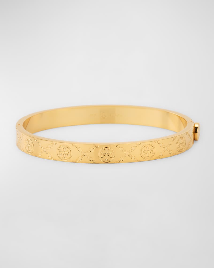Tory Burch T Monogram Hinge Bracelet, Gold | Neiman Marcus