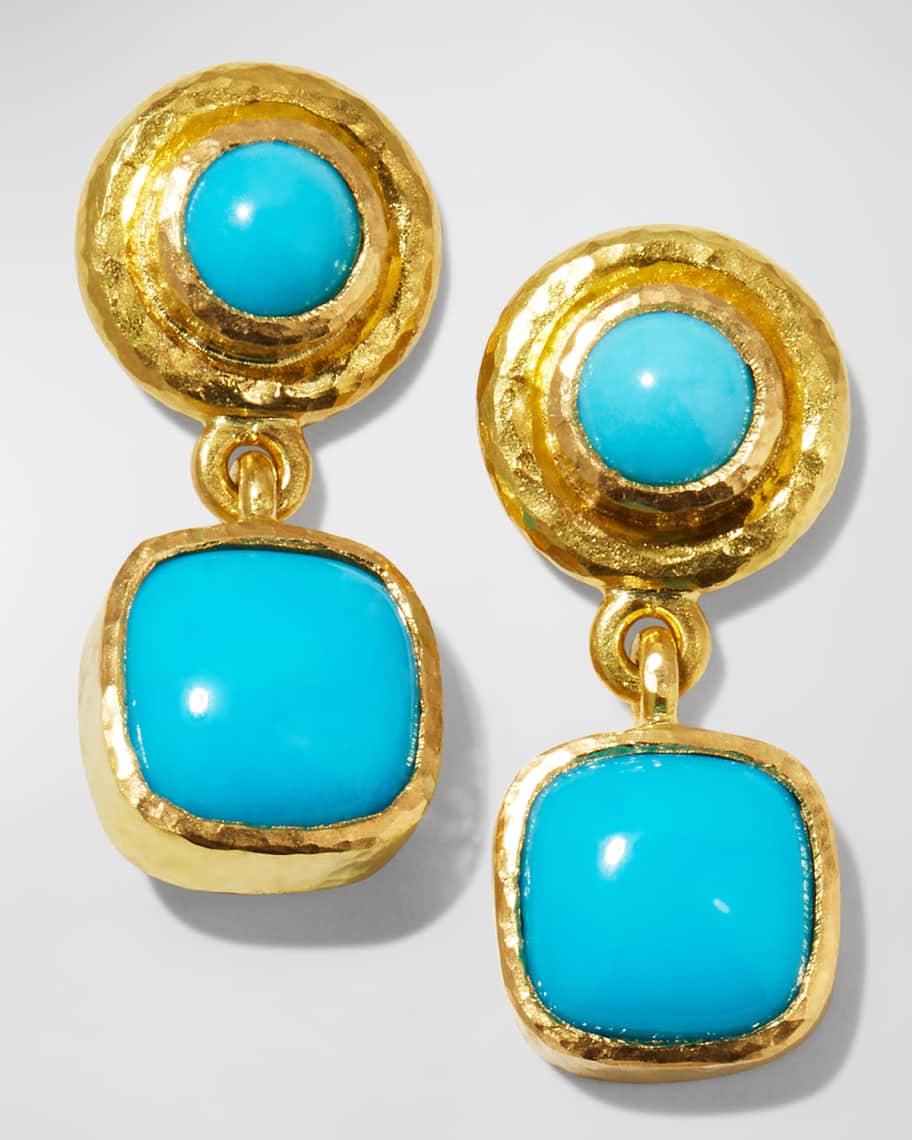 Elizabeth Locke 19k Sleeping Beauty Turquoise Drop Earrings Neiman Marcus