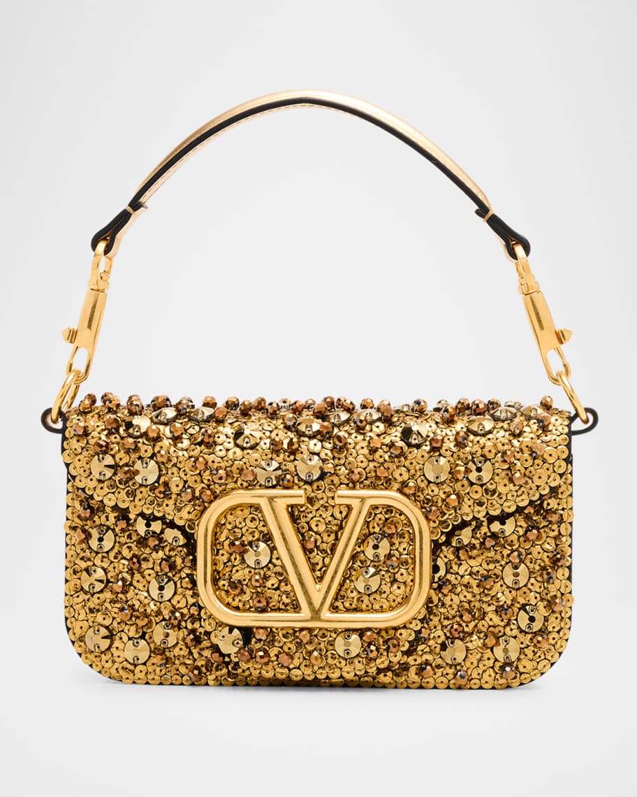 Valentino Garavani VLOGO Small Sequined Shoulder Bag Neiman Marcus