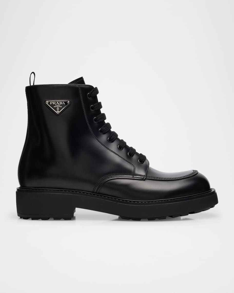 靴 Prada Combat boots Prada Monolith Leather and Nylon Combat Boots Size 37.5 (US