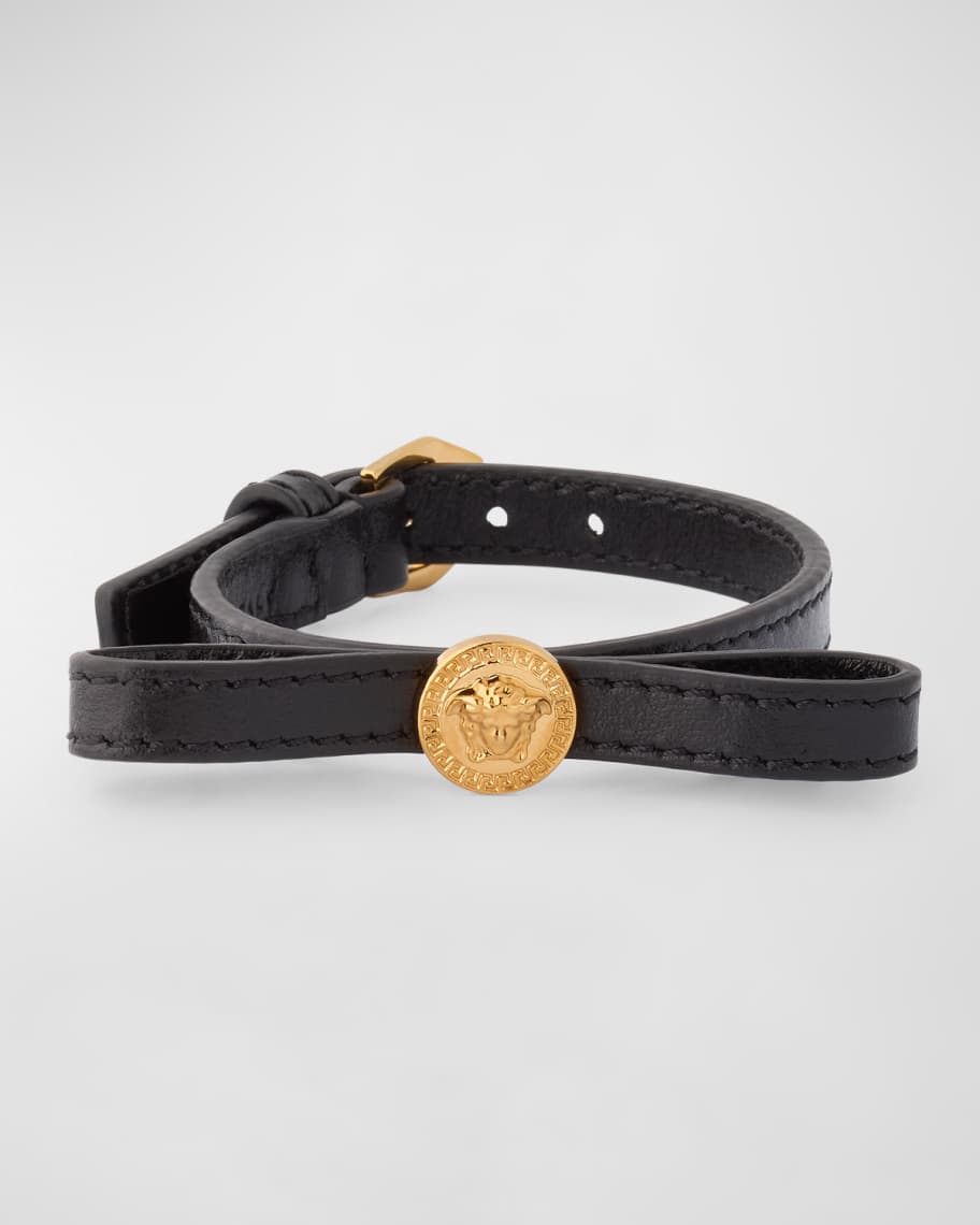 Versace Medusa Greca Leather Bracelet Neiman Marcus