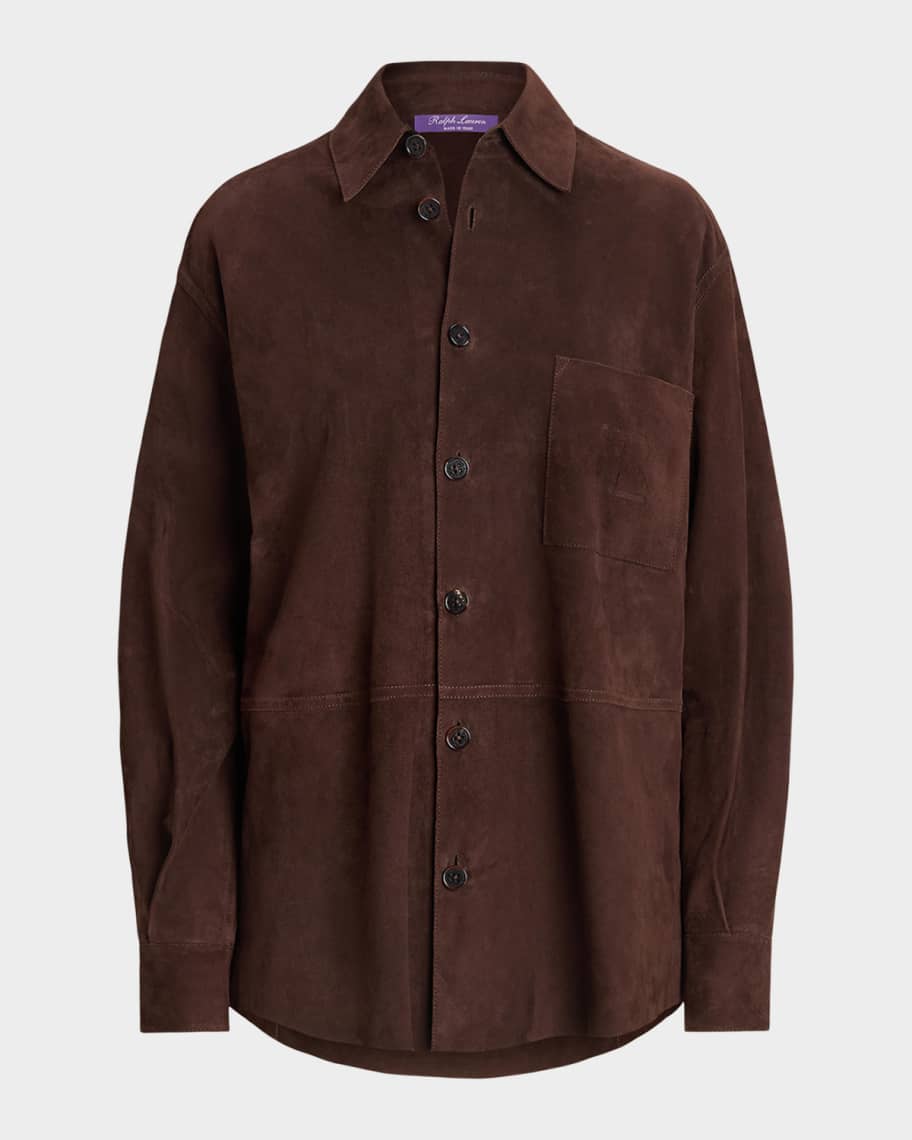 Ralph Lauren Collection Tyler Suede Button-Front Shirt | Neiman Marcus