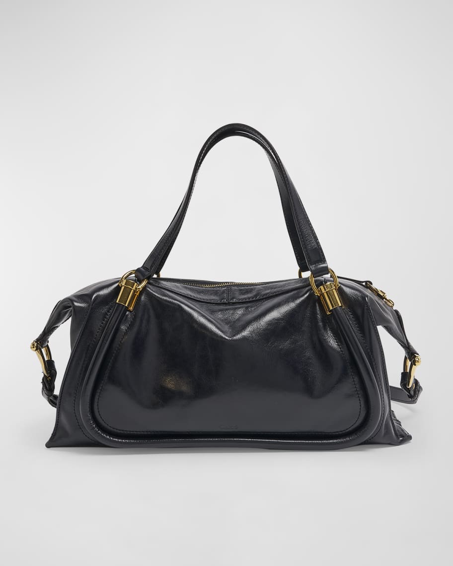 Chloé Paraty 24 Bag in Shiny Leather in Black | Chloé US