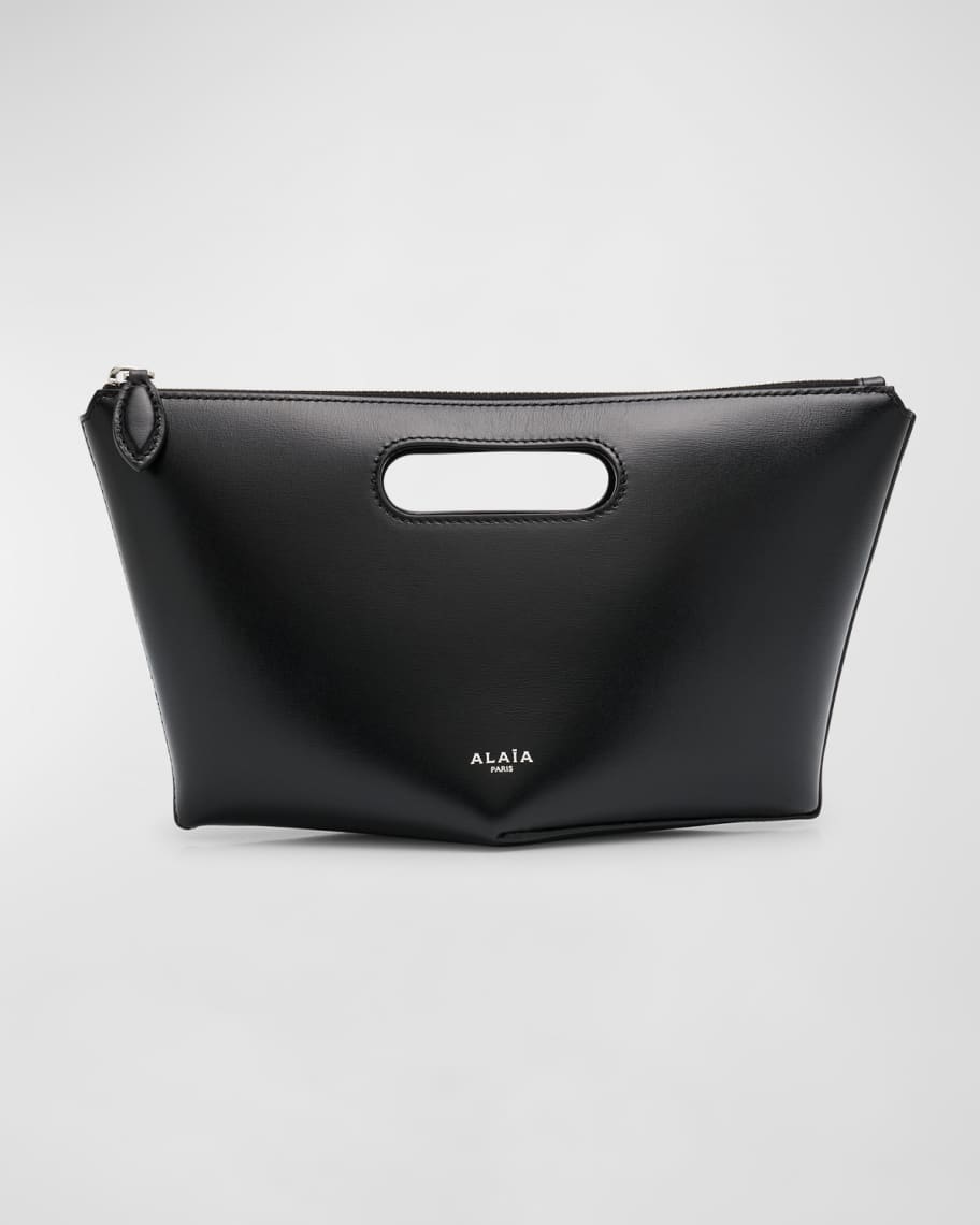 ALAIA Folded Zipped Leather Clutch Bag Neiman Marcus