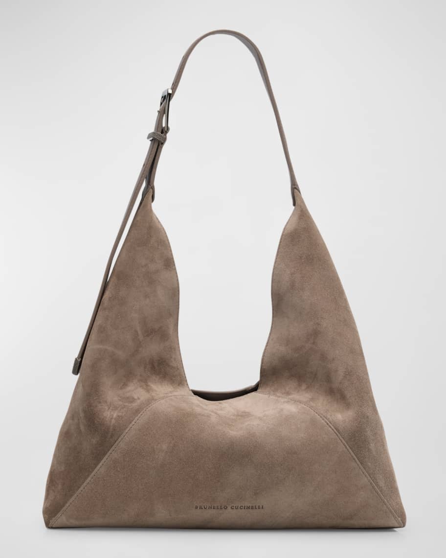 ショルダーバッグ・ポシェット BRUNELLO CUCINELLI SUEDE SWING HOBO BAG Suede Hobo Swing bag for Woman in Light Grey | Brunello
