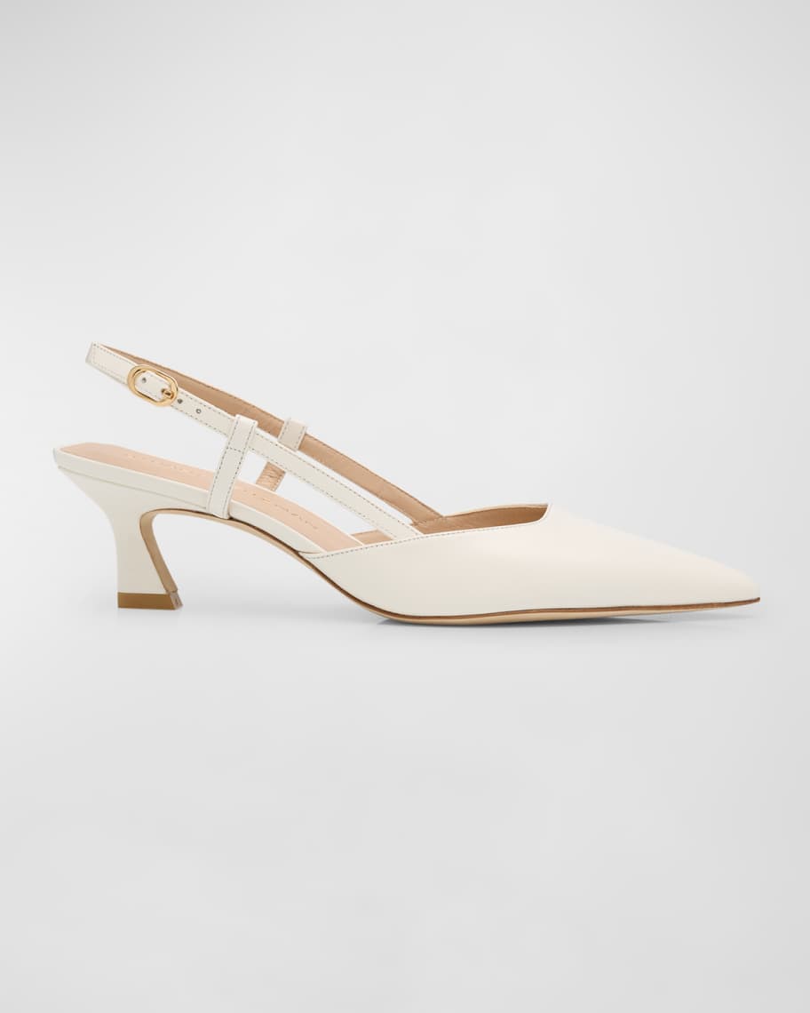 Stuart Weitzman Vinnie Leather Kitten Slingback Pumps Neiman Marcus