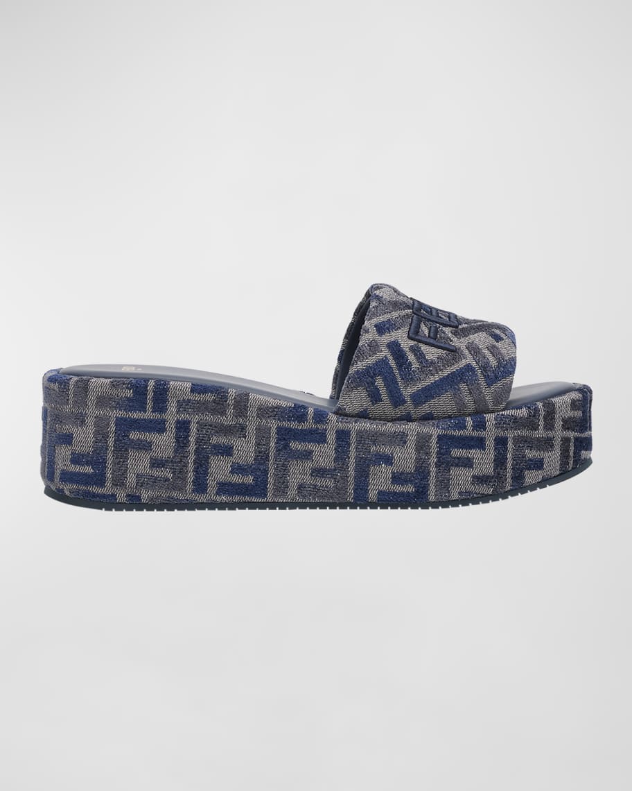 Fendi Sunshine FF Chenille Jacquard Platform Sandals Neiman Marcus