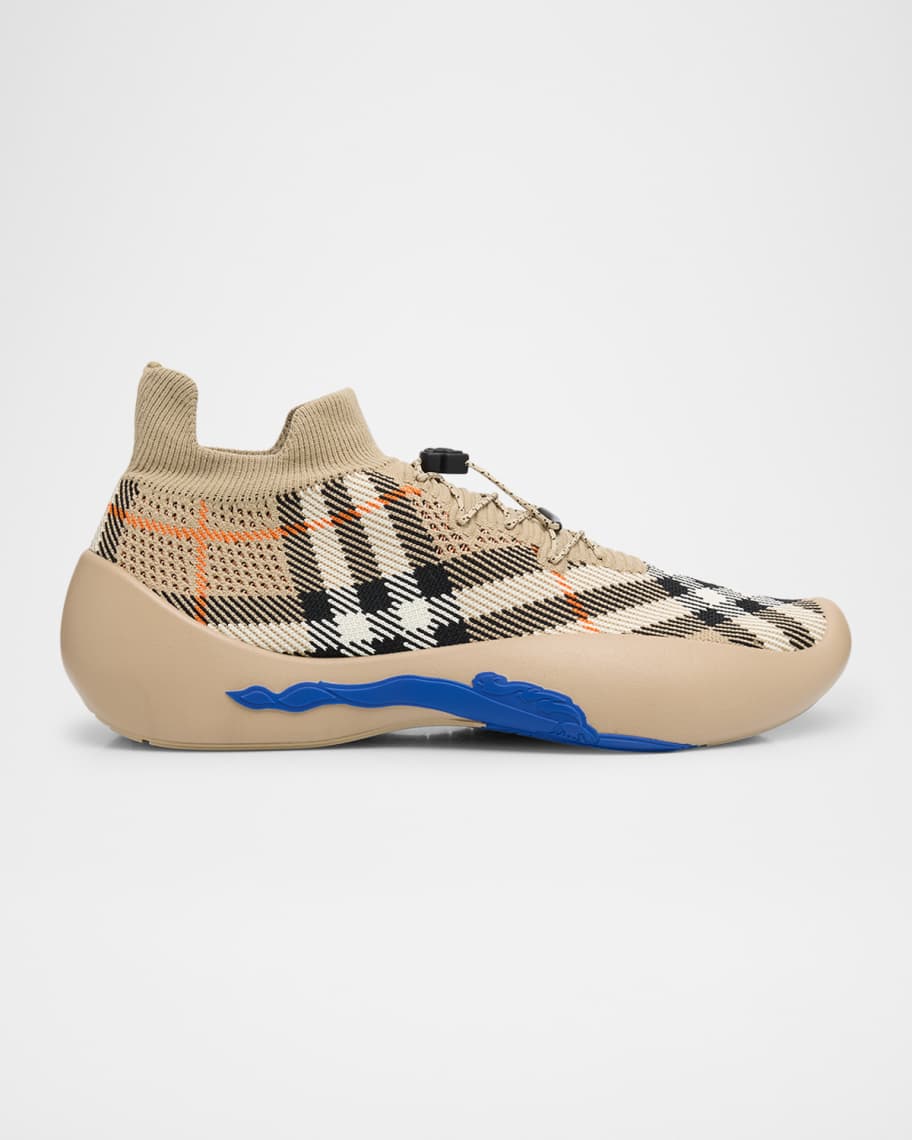 Burberry Men s Check Knit Neptune Sneakers Neiman Marcus