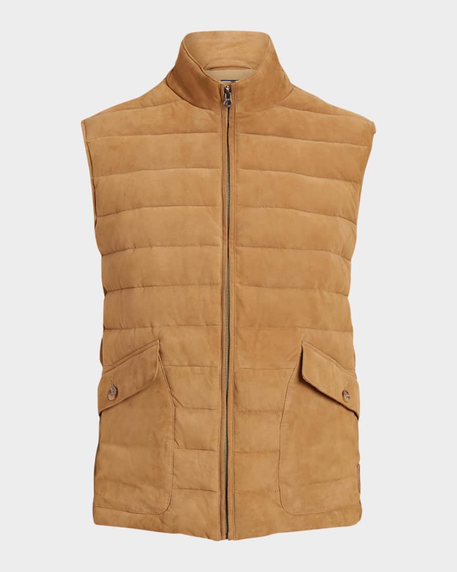 Polo Ralph Lauren Men's Quilted Suede Full-Zip Vest | Neiman Marcus