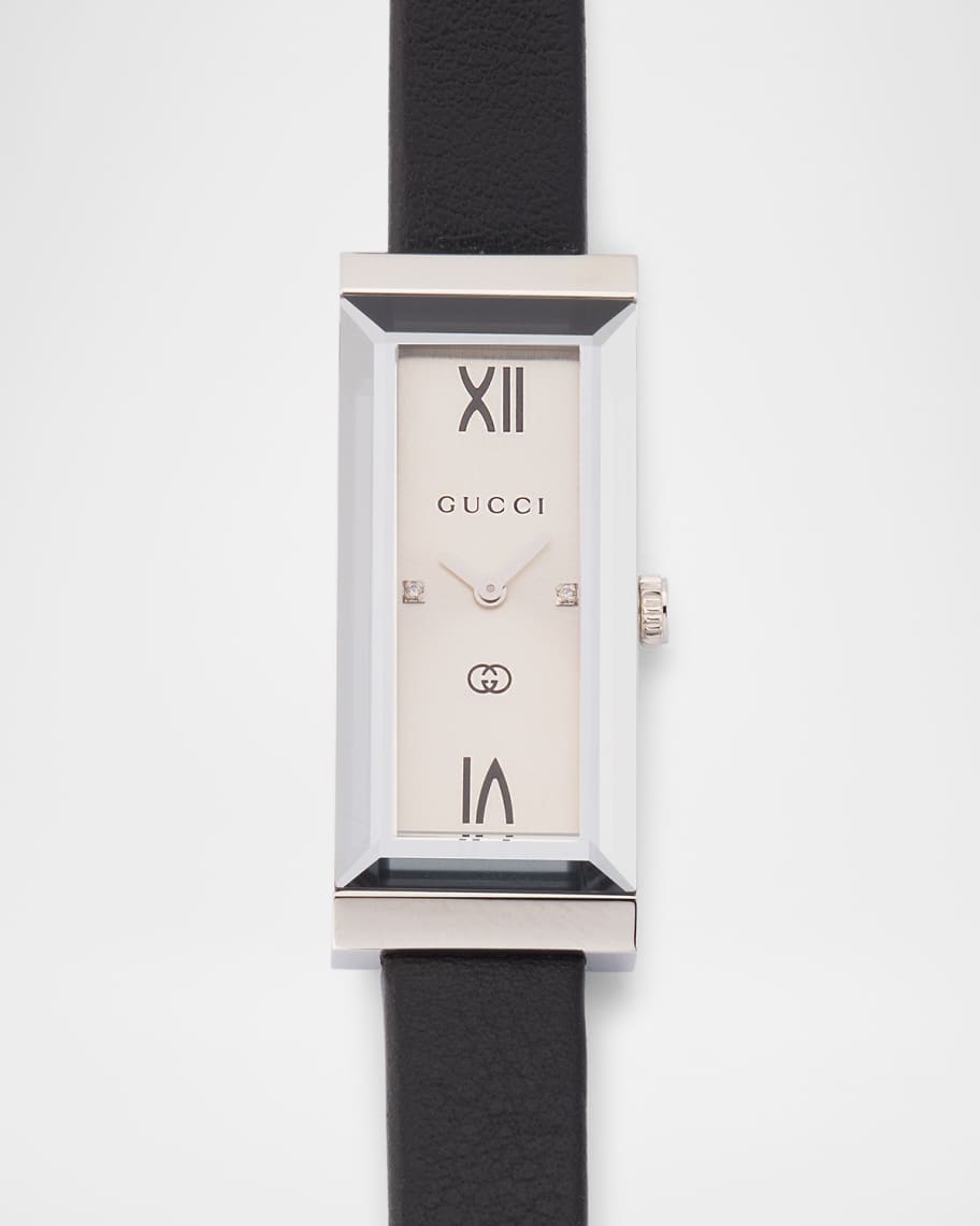 Gucci 14x34mm G-Frame Small Rectangular Watch with Leather Strap