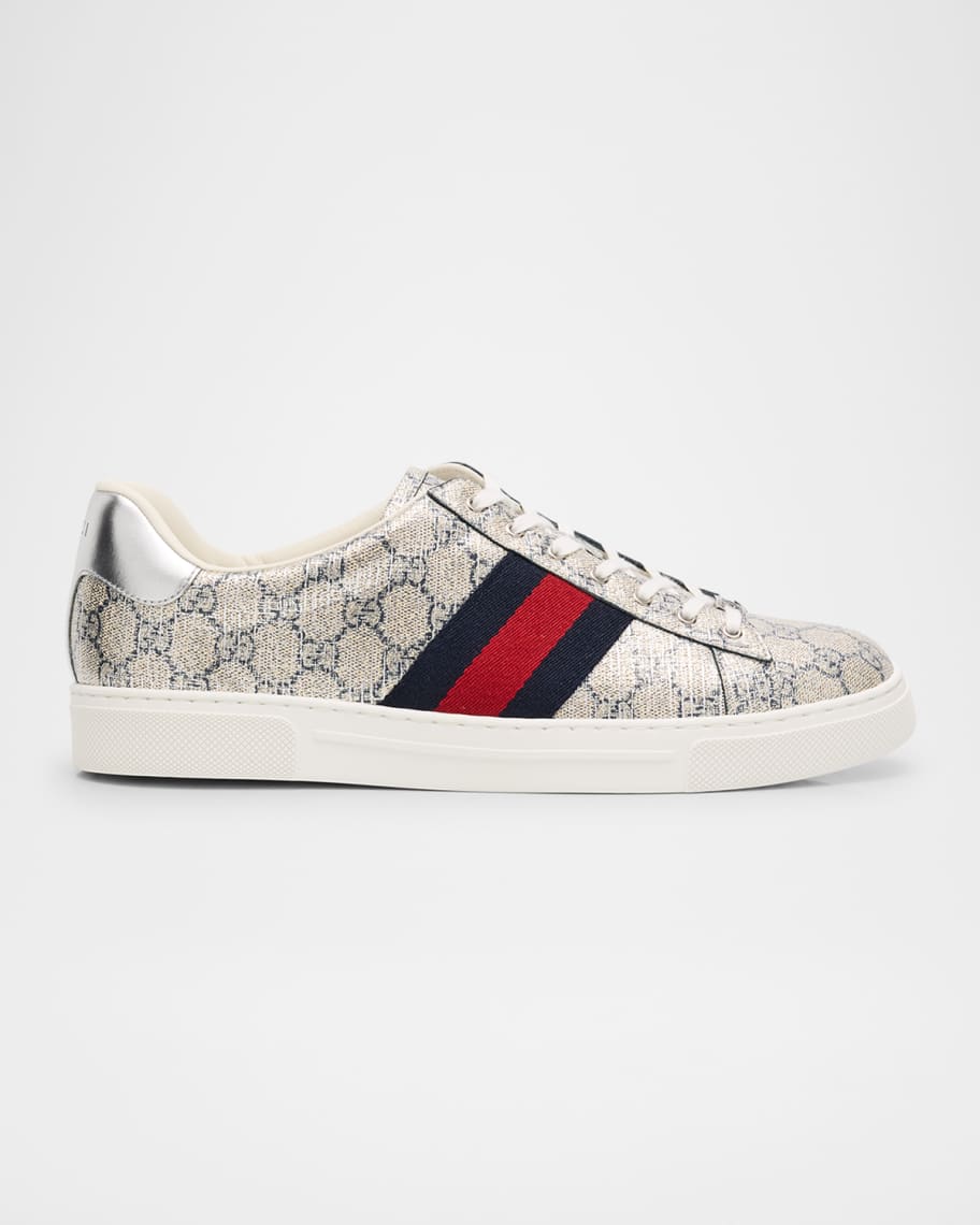 Gucci Men s Shiny GG Supreme Ace Sneakers Neiman Marcus