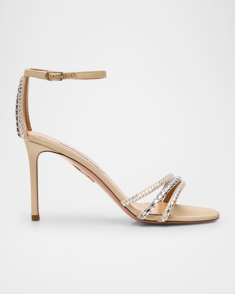 サンダル・ミュール Aquazzura 'Milagros' Sandals Aquazzura Milagros Crystal Suede Grosgrain Ankle-Strap