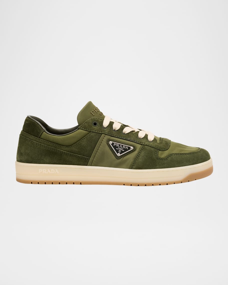 【PRADA】Downtown スエード andRe-Nylon sneakers triangleロゴ Prada Men's Downtown Nylon and Suede Low-Top Sneakers