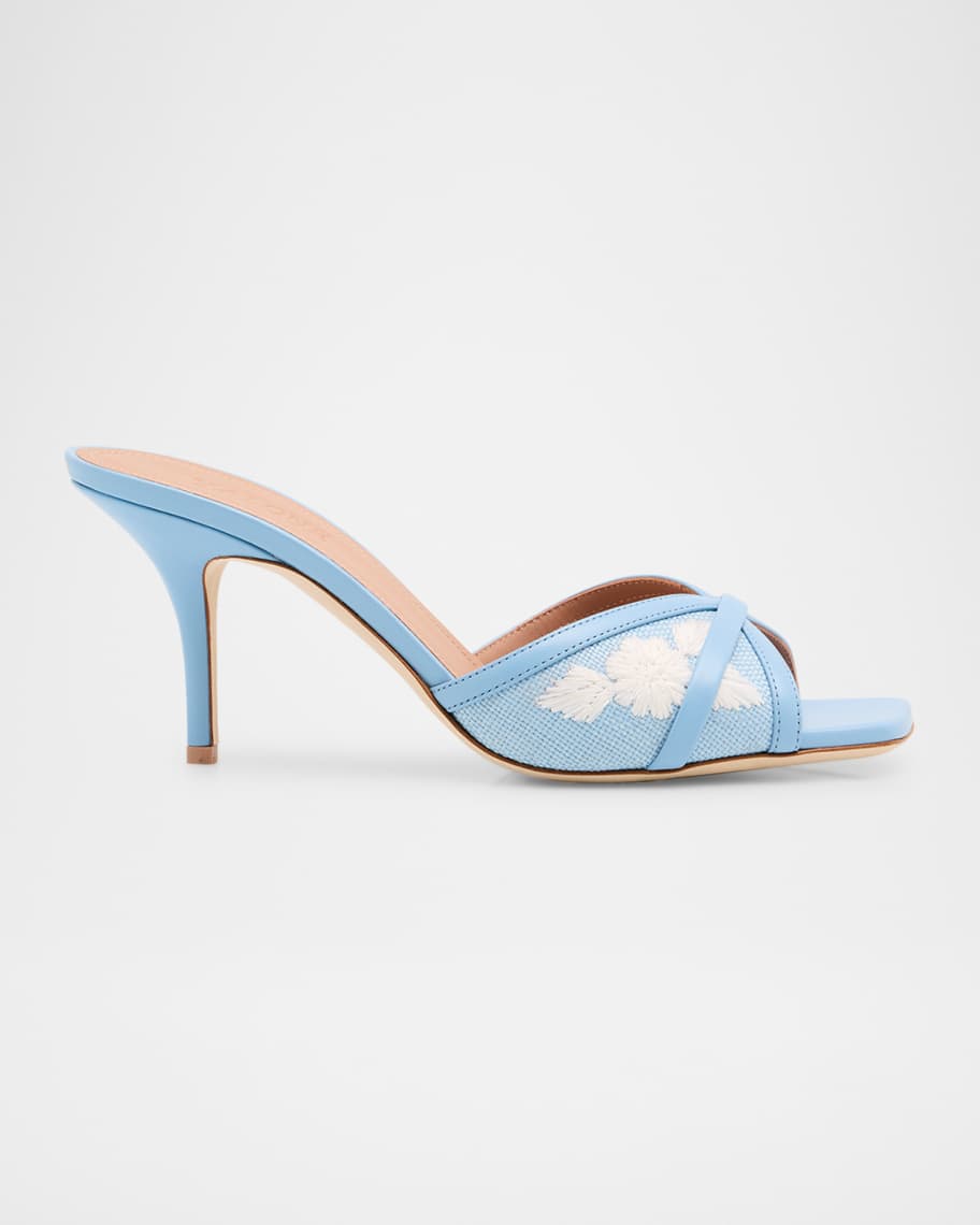 VIP【関税送料無料】希少 MALONE SOULIERS LIGHT BLUE SANDALS Riley 90 Baby Blue Satin Heeled Sandals | Malone Souliers