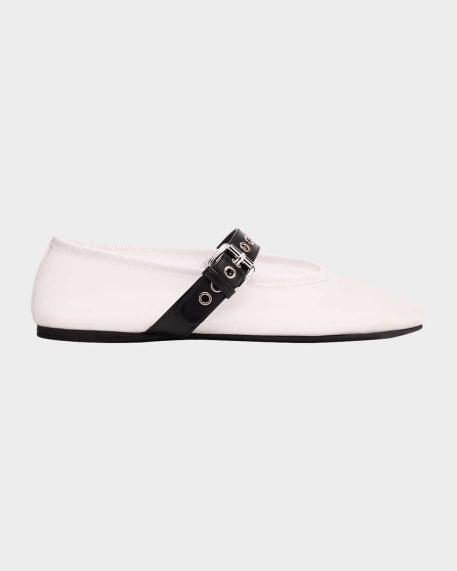 Miu Miu Mesh Buckle Mary-Jane Ballerina Flats | Neiman Marcus