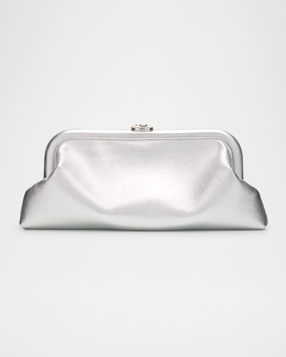 Jimmy Choo Skylar Frame Metallic Leather Clutch Bag | Neiman