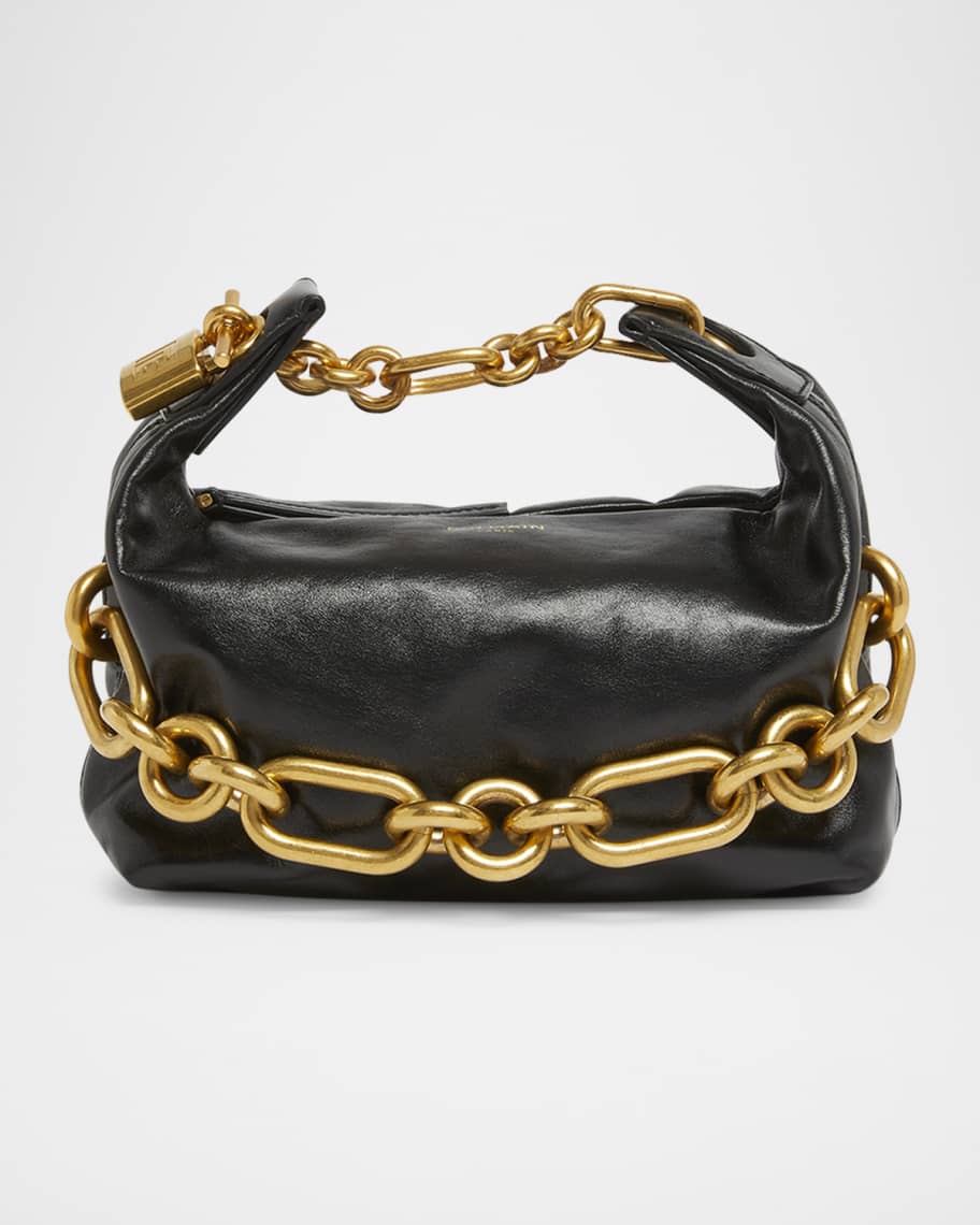 Balmain Sync Chain Mini Top-Handle Bag in Calfskin Leather