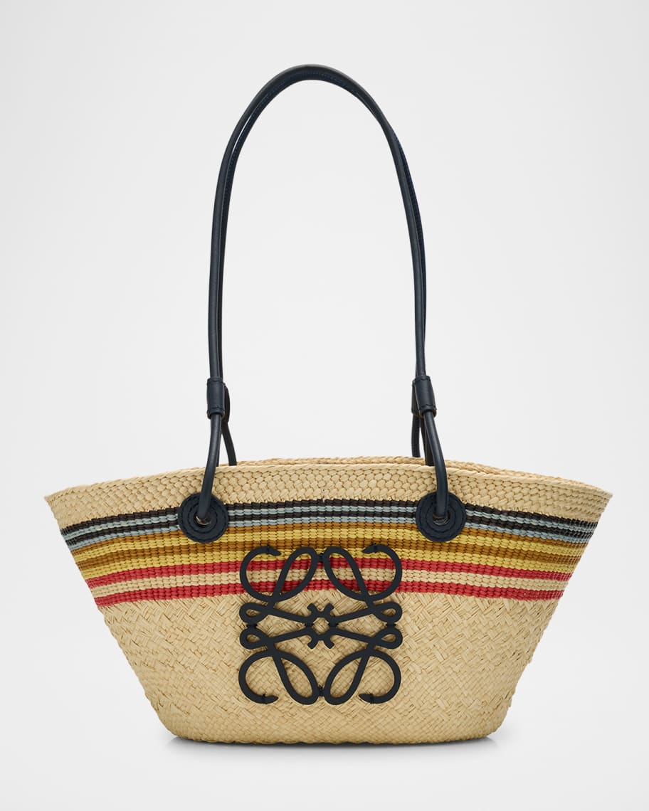 Loewe x Paula’s Ibiza Small Anagram Striped Basket Tote Bag in Raffia