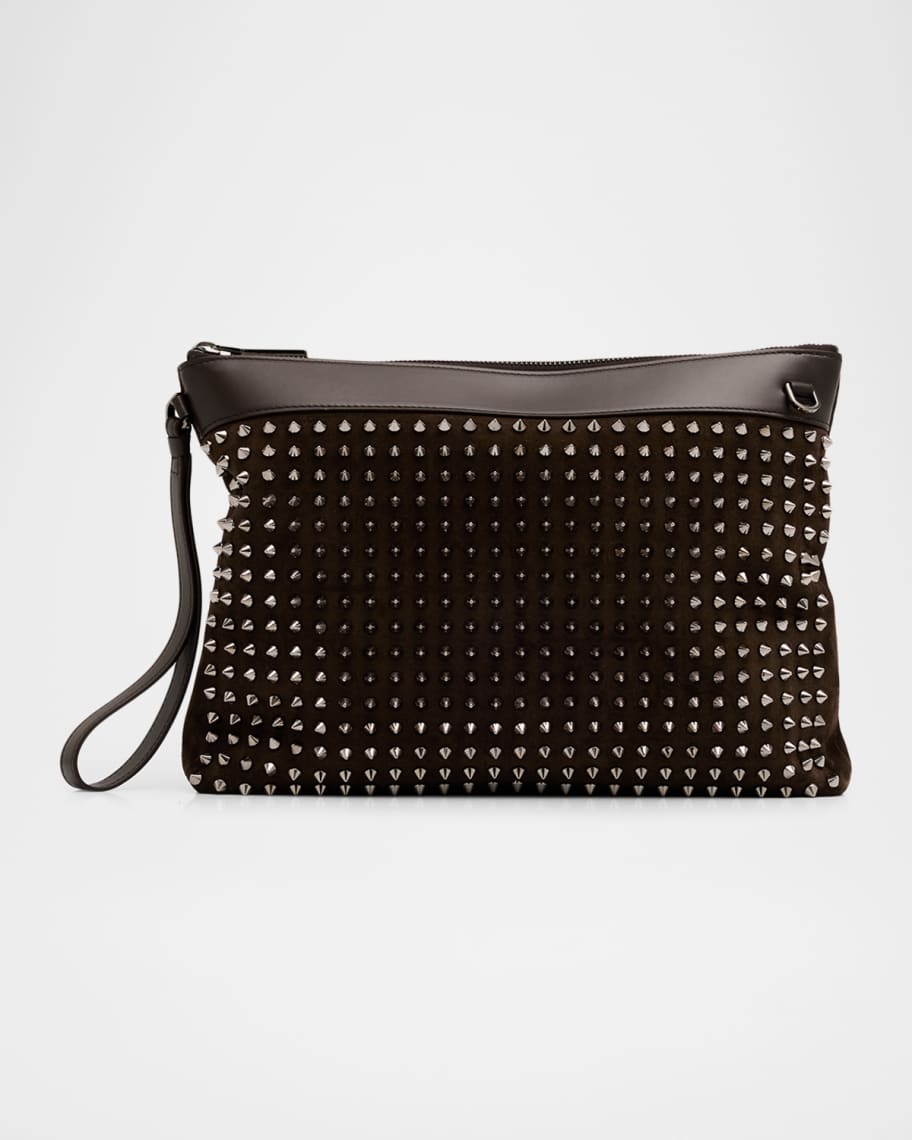 Christian Louboutin Men's Funky Crosta Spikes Suede Wristlet