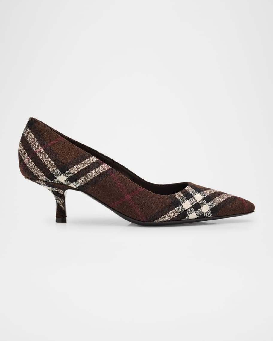 Burberry 25mm Check Dame Wool Pointed-Toe Pumps | Neiman Marcus
