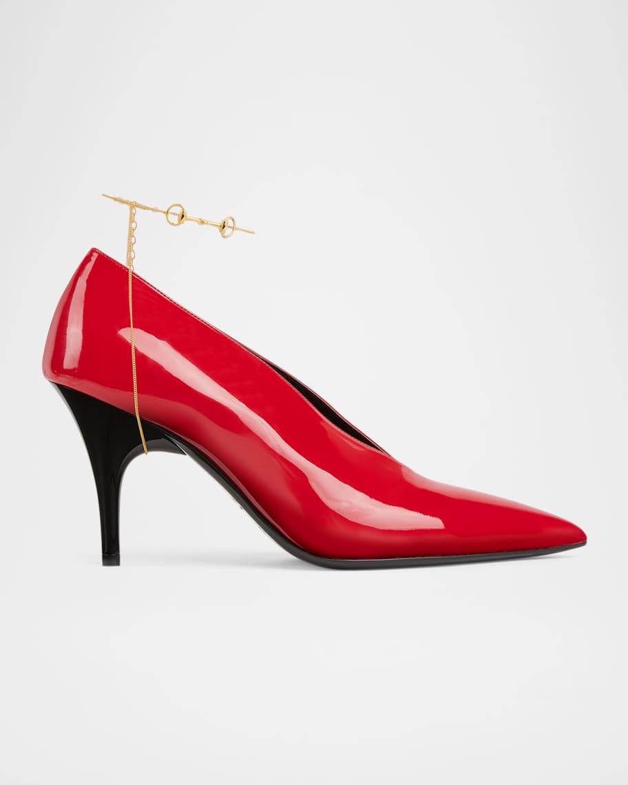 Gucci Musa Vernic Patent Leather Anklet Pumps | Neiman Marcus