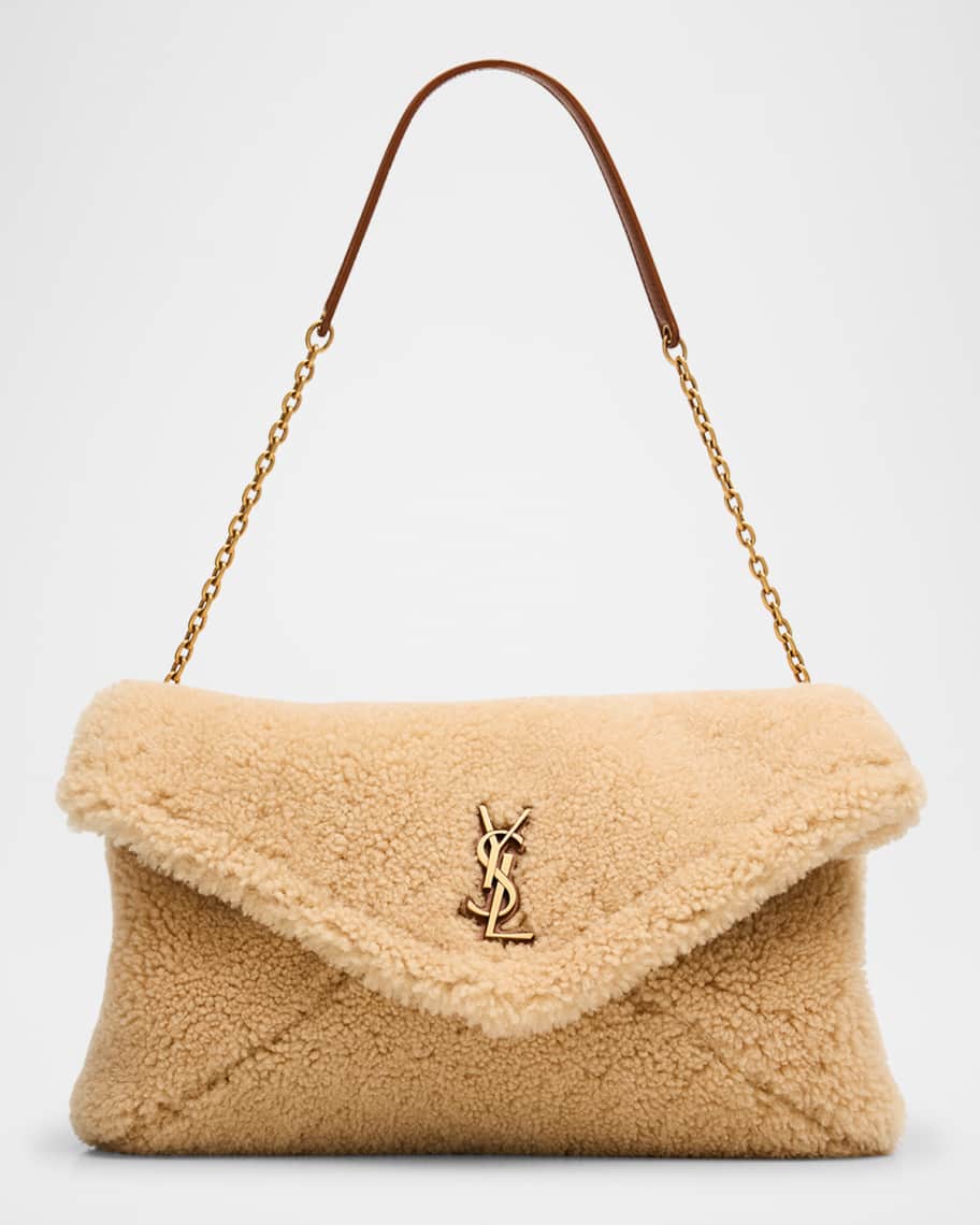 Saint Laurent YSL Envelope Flap Shoulder Bag in Shearling | Neiman