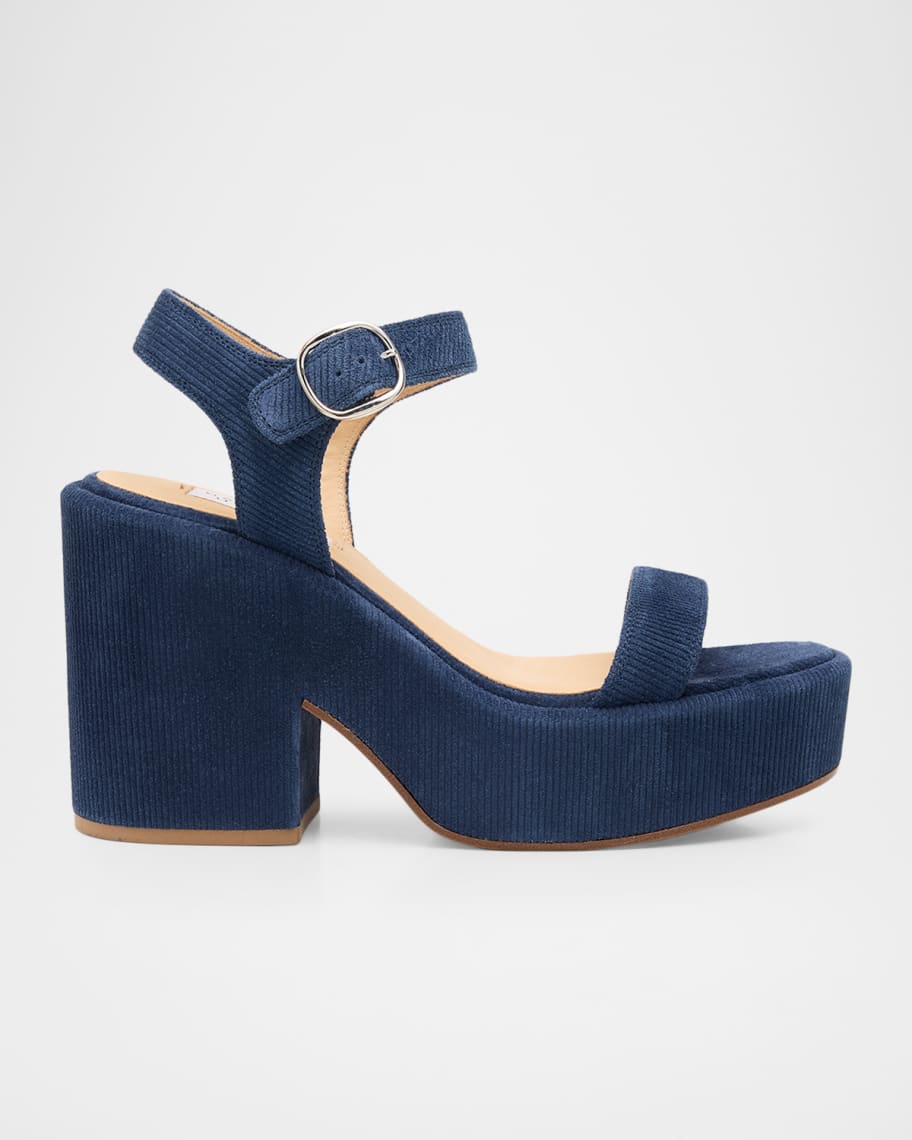 Gabriela Hearst Iman Corduroy Suede Platform Sandals | Neiman Marcus