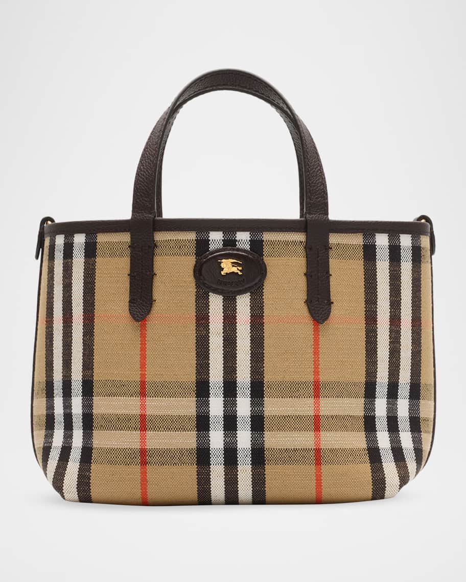 Burberry Mini Reversible Check & Leather Tote Bag | Neiman Marcus