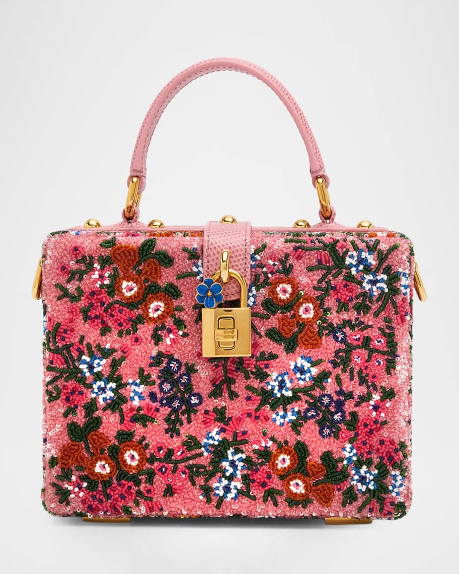 ドルガバＤ＆Ｇハンドバッグ Dolce&Gabbana Box Floral Beaded Padlock Top-Handle Bag | Neiman Marcus