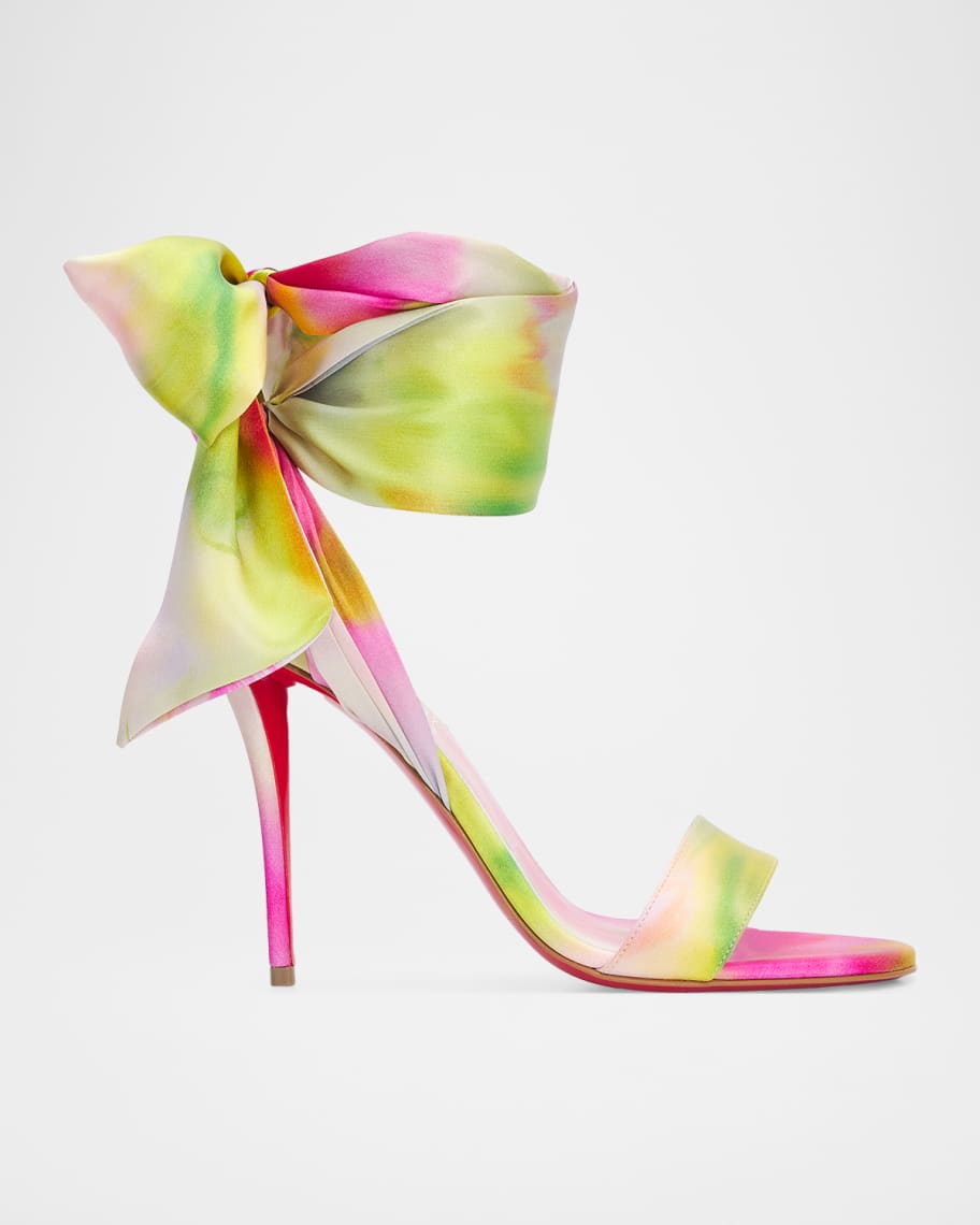 Christian Louboutin 100mm Miss Z Tie-Dye Satin Ankle-Wrap Sandals