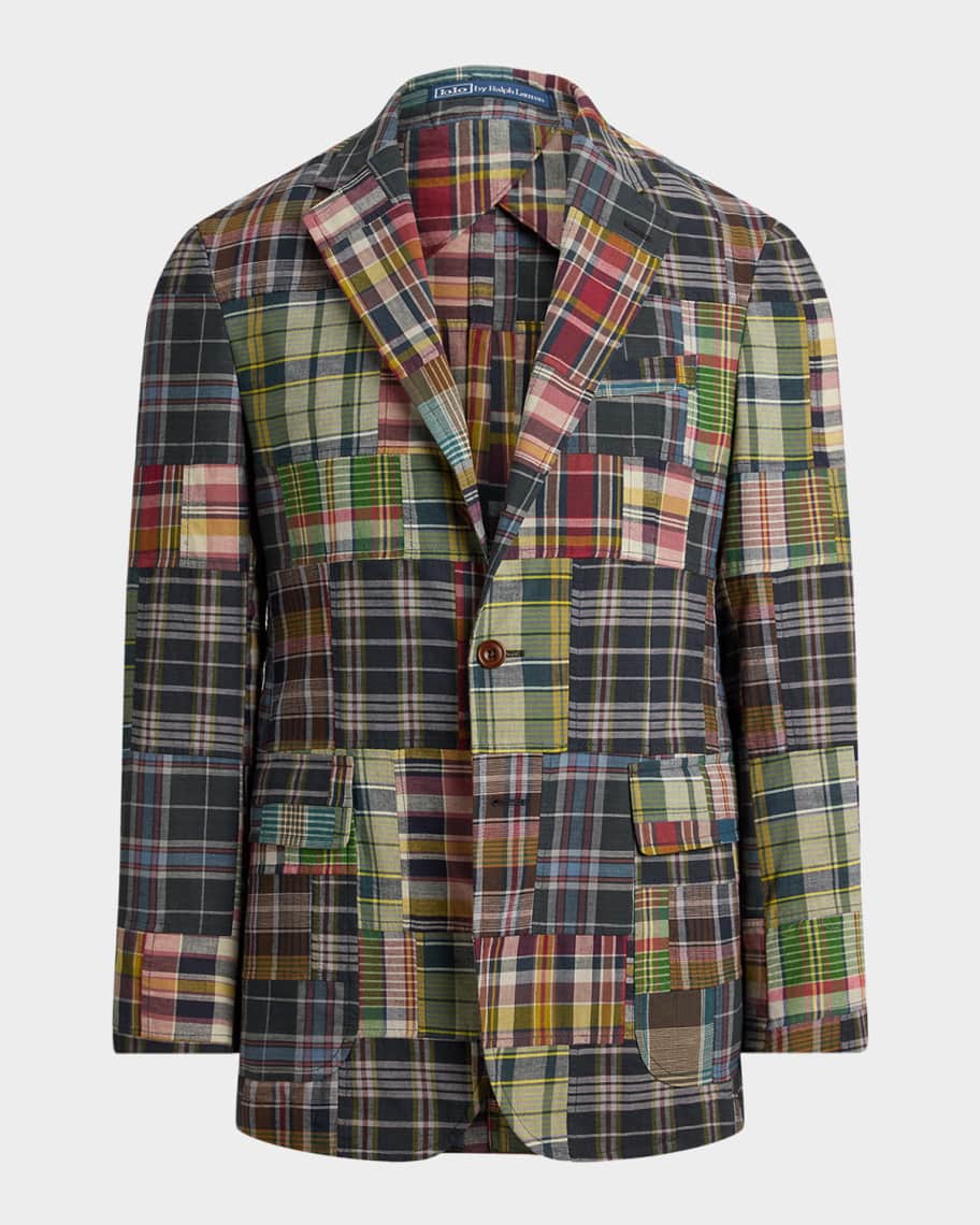 良品✨Ralph Lauren テーラード パッチワークL 綿 メンズ マドラス Polo Ralph Lauren Men's Checked Patchwork Cotton Blazer | Neiman