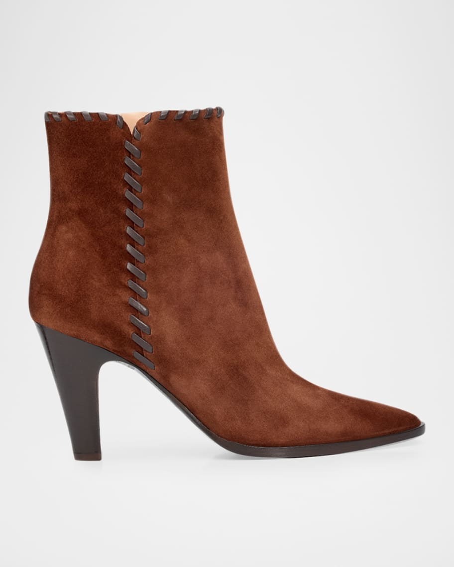 Gianvito Rossi Zaira 85mm Suede & Leather Ankle Boots | Neiman Marcus