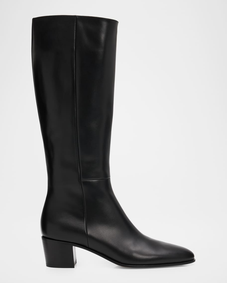 Gianvito Rossi 45mm Spencer Leather Knee-High Boots | Neiman Marcus