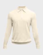 Image 2 of 6: Isaia Men's Cashmere-Silk Polo Sweater
