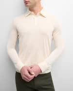 Image 4 of 6: Isaia Men's Cashmere-Silk Polo Sweater