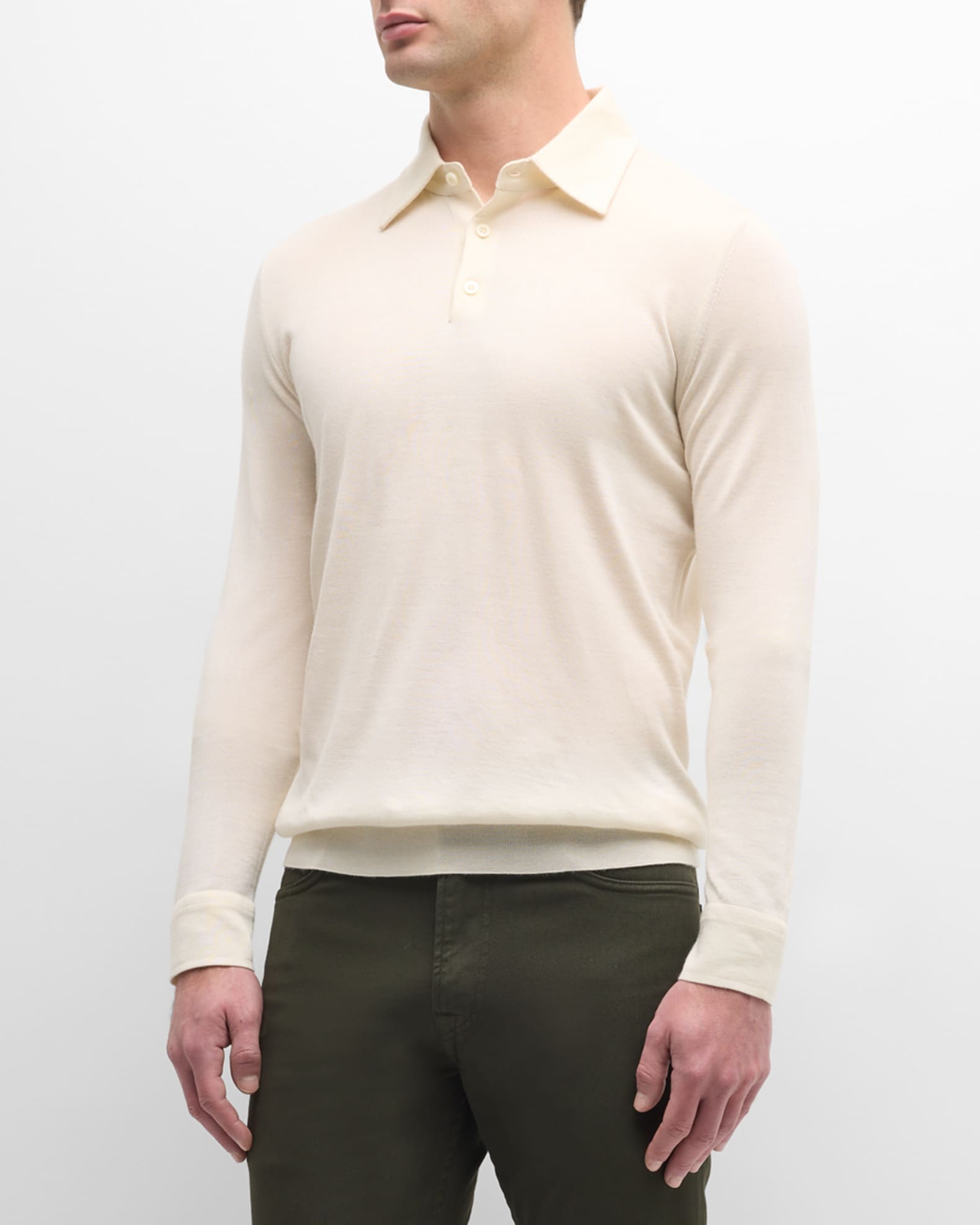 Isaia Men's Cashmere-Silk Polo Sweater